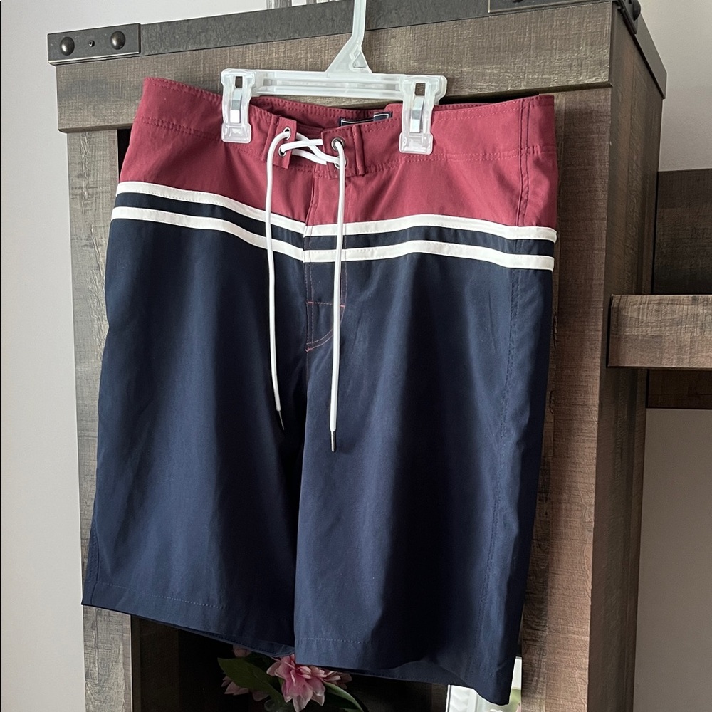 Abercrombie & Fitch Red and Blue Board Shorts